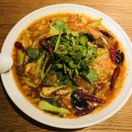 豆腐、海老、炒り卵の酸辣湯麺