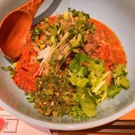 四川汁なし坦々麺 激辛、プリッキーヌ（青唐）トッピング