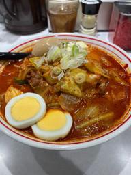 五目味噌タンメン 辛さx3半麺 バター 味付玉子 8辛