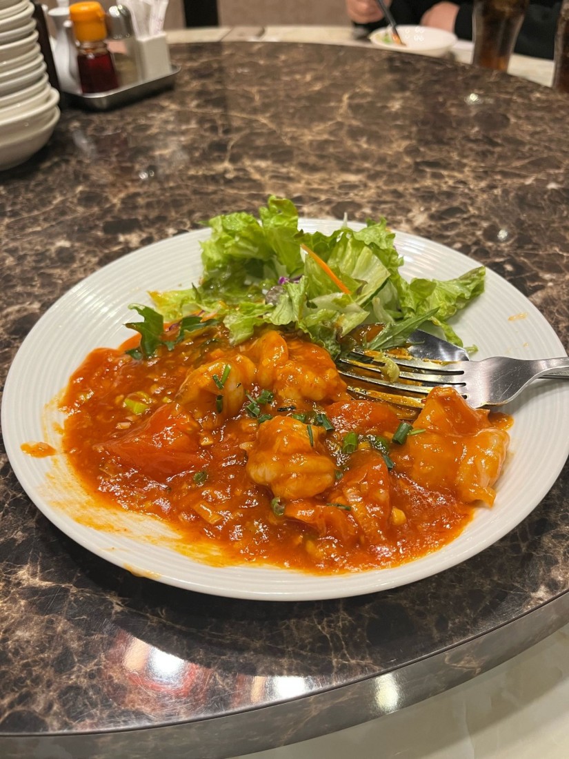 フレッシュトマトの大海老チリソース