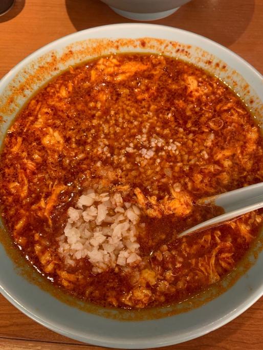 タンタンメン ニンニク、挽肉トッピング めちゃめちゃ辛