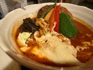 ハンバーグベジタブルカレー、チーズトッピング 6番 大激辛