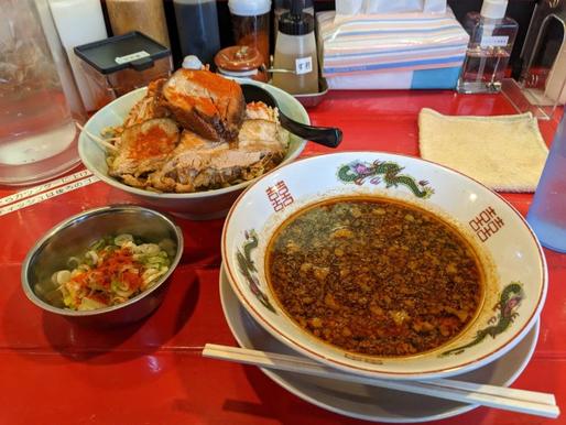 コウジロウつけ麺 辛醤油 + 辛ネギ + 神豚