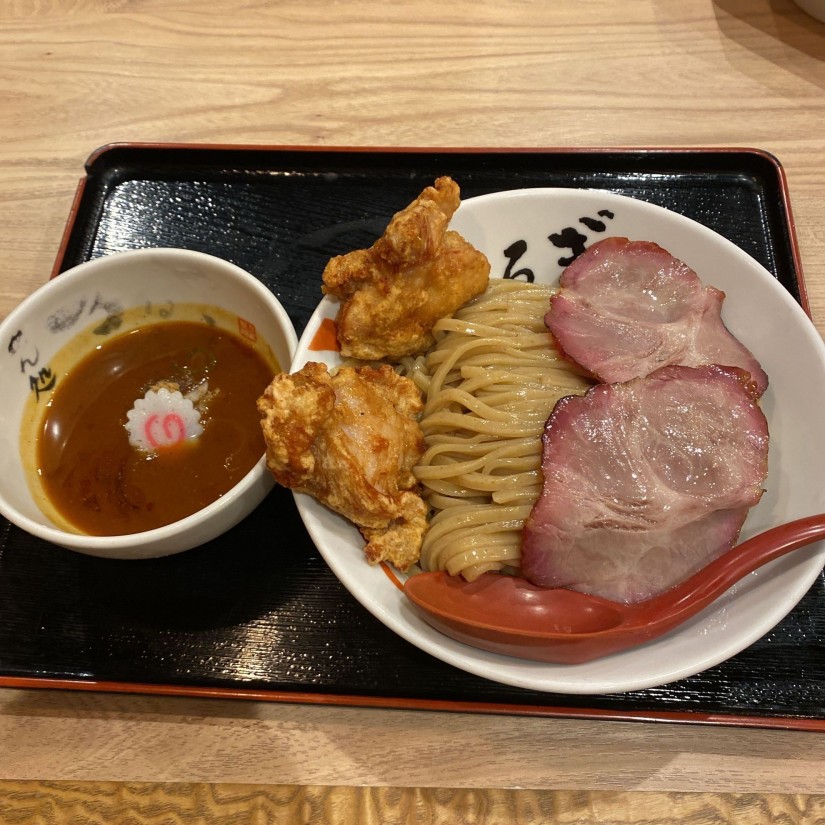 魚介 鶏もも唐揚げ 辛つけ麺