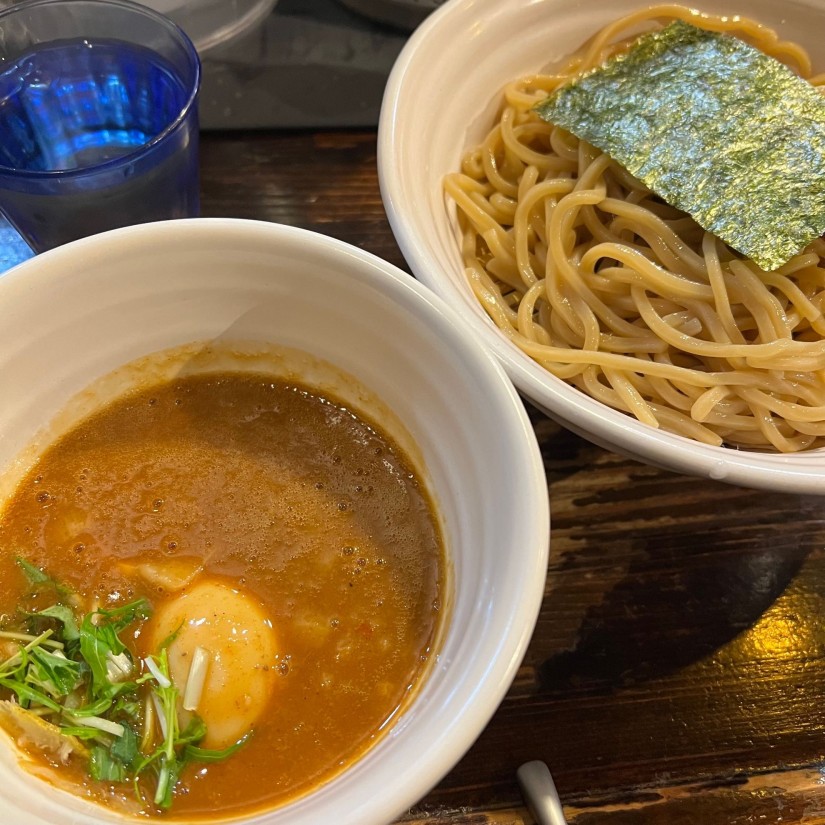 味玉入りペジポタ辛つけ麺
