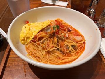 あさりとえびのアラビアータすぱ