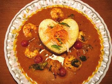 マスタード風味のエビカレー
