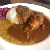 トマトチキンカレーとダルカレー(お豆のカレー)のあいがけ 普通