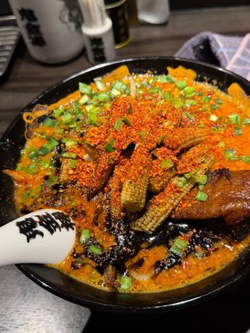 ヤングコーンカラシビ味噌ラーメン 辛さ鬼増し痺れ普通