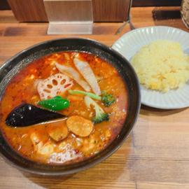 たまごとチーズ野菜、四川スープ 6辛(超激辛)