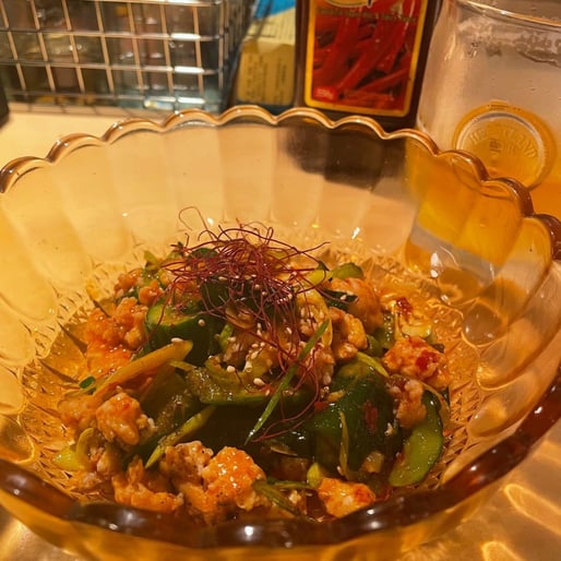 きゅうりと鶏そぼろのマーラー和え