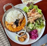 海老の玉子カレー炒めプレート 唐辛子1本