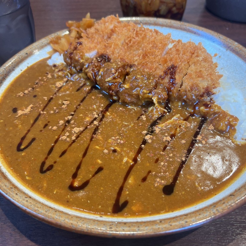 手仕込みとんかつカレーにハーフチキン煮込みトッピング 6辛（＋とびからスパイス）