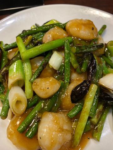 にんにくの茎とエビの唐辛子炒め