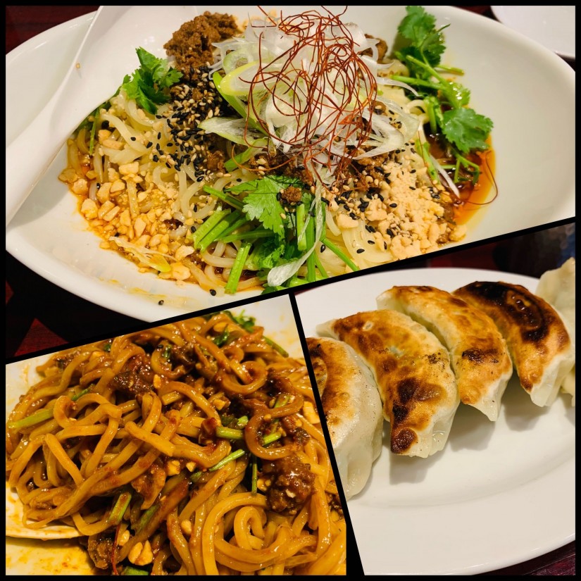 汁無し坦々麺、しそ餃子 普通（２辛）