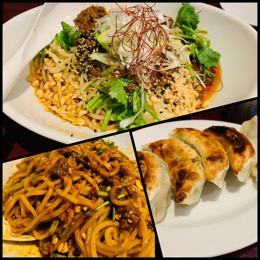 汁無し坦々麺、しそ餃子 普通（２辛）