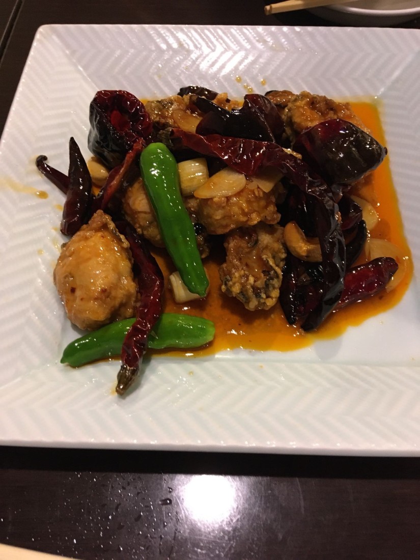 牡蠣と唐辛子の炒め