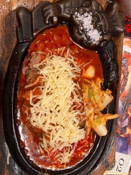 激辛プルダックソースがけ がんこハンバーグ 激辛 🌶🌶🌶🌶🌶
