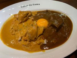 バターチキンとゴロゴロ肉のあいかけカレー