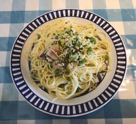 アジと青唐辛子と柚子胡椒のスパゲティ