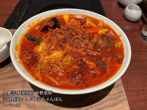 羊肉野菜たっぷり辛ちゃんぽん 20辛