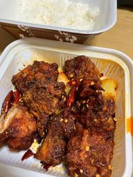 鉄板 辣子鶏からあげ定食 旨辛