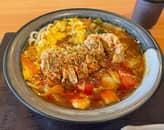 鶏竜田の黒酢酸辣うどん