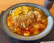 鶏竜田の黒酢酸辣うどん