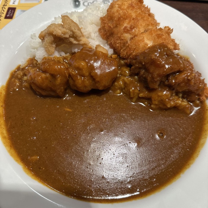 ポークカレー➕ささみ1本➕フライドチキン3個 10辛