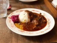 トマトチキンカレーとダルカレー(お豆のカレー)のあいがけ 超〜〜辛