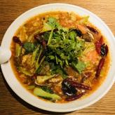 豆腐、海老、炒り卵の酸辣湯麺