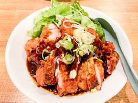さっくり鶏パイ 汁なし麻婆麺 (ものすごく辛くとお願い)
