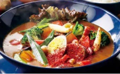 20種類の野菜をたっぷり食べるスープカレー(辛口) 荒目唐辛子、ハバネロパウダー、カイエンペッパー、ハラペーニョ、タバスコ1/3瓶追加トッピング