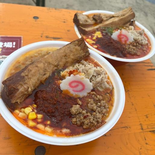 肉煮込みバター生姜味噌ラーメン（大つけ麺博） ファイヤー変更（辛さ増し）