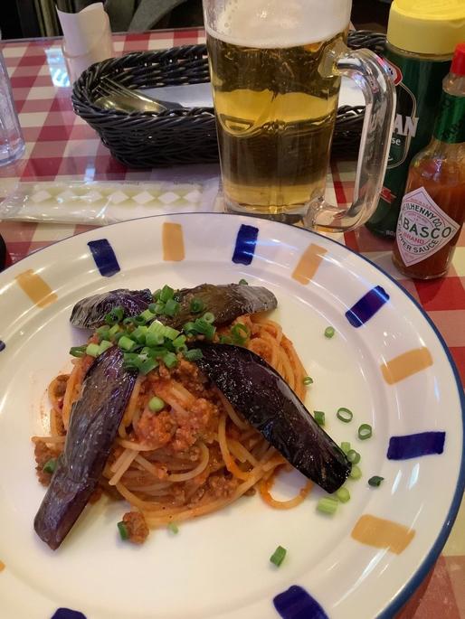 ナスとひき肉アラビアータ(辛め)