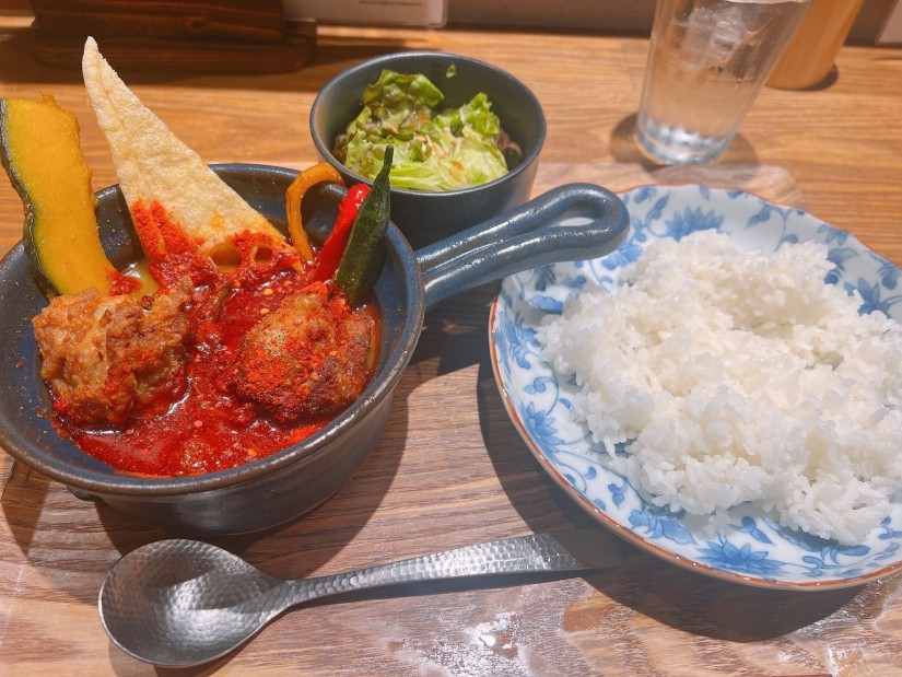 米粉の唐揚げスープカレー 9