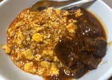 牛肉、麻婆豆腐 あいがけ丼