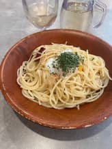 半熟卵のペペロンチーノ