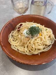 半熟卵のペペロンチーノ