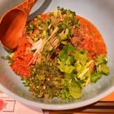 四川汁なし坦々麺 激辛、プリッキーヌ（青唐）トッピング