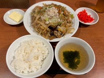 肉野菜炒め定食(激辛、野菜マシ、バター) 激辛