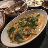 揚げなすとマッシュルームのピーナッツカレー 唐辛子マーク1本