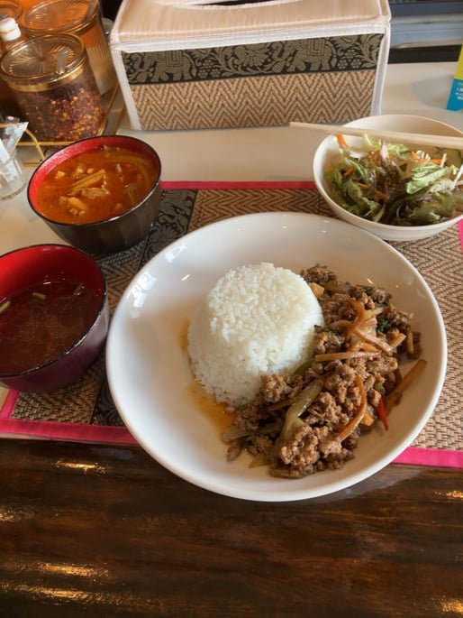 2種類プレートランチ レッドカレー ガパオ 2辛