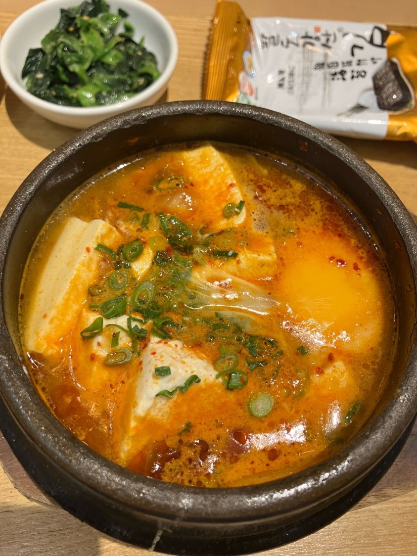 海老とアサリのスンドゥブ&ナムル定食