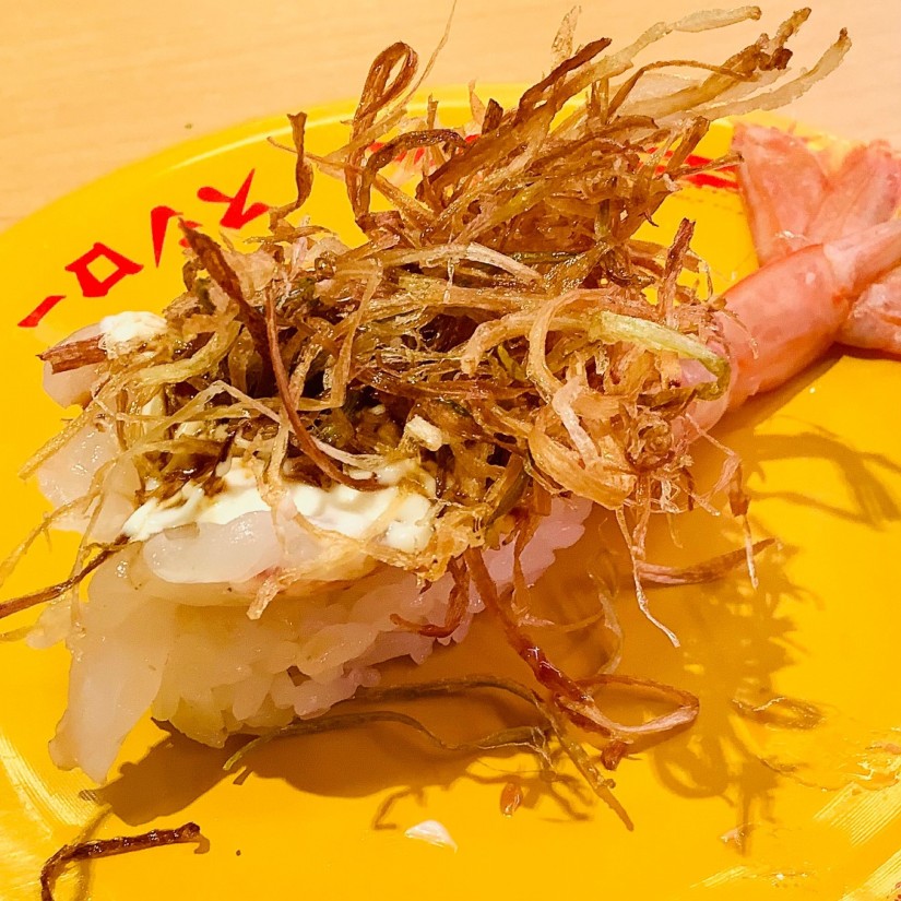 マーラー風味赤えび揚げネギ添え