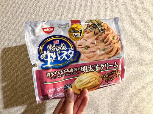 冷凍 日清もちっと生パスタ 青ネギときざみ海苔の明太子クリーム