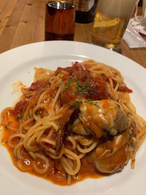 牡蠣のアラビアータ 辛く