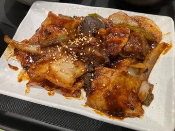 厚切り豚カルビと茄子の辛味噌炒め