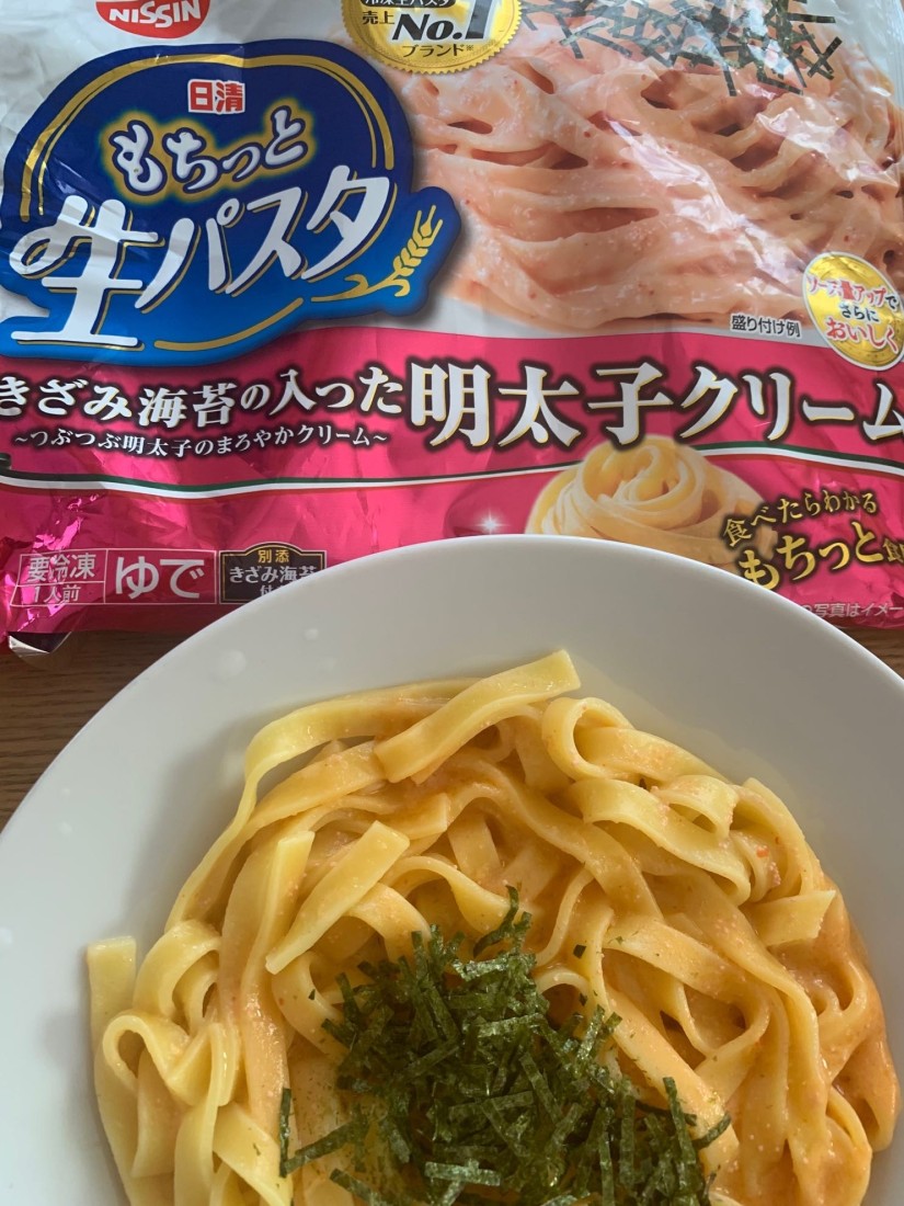 日清 もちっと生パスタ きざみ海苔の入った明太子クリーム