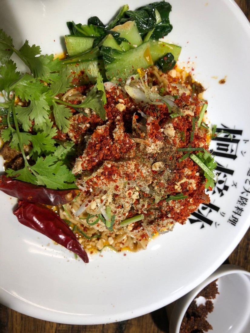 汁なし坦々麺＋辛辣爆弾 辛さ5 痺れ3